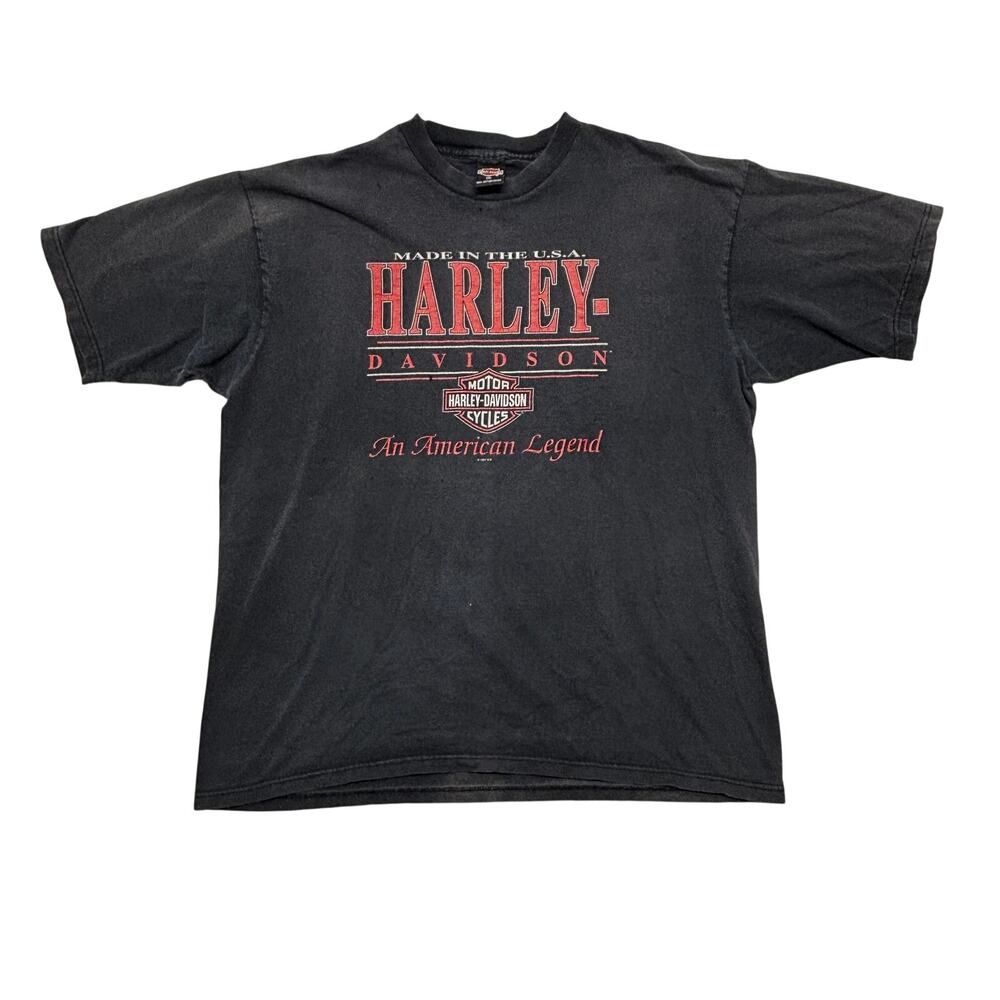 Vintage 90s Harley Davidson T-Shirt XL Black Riverside Made in USA Distressed